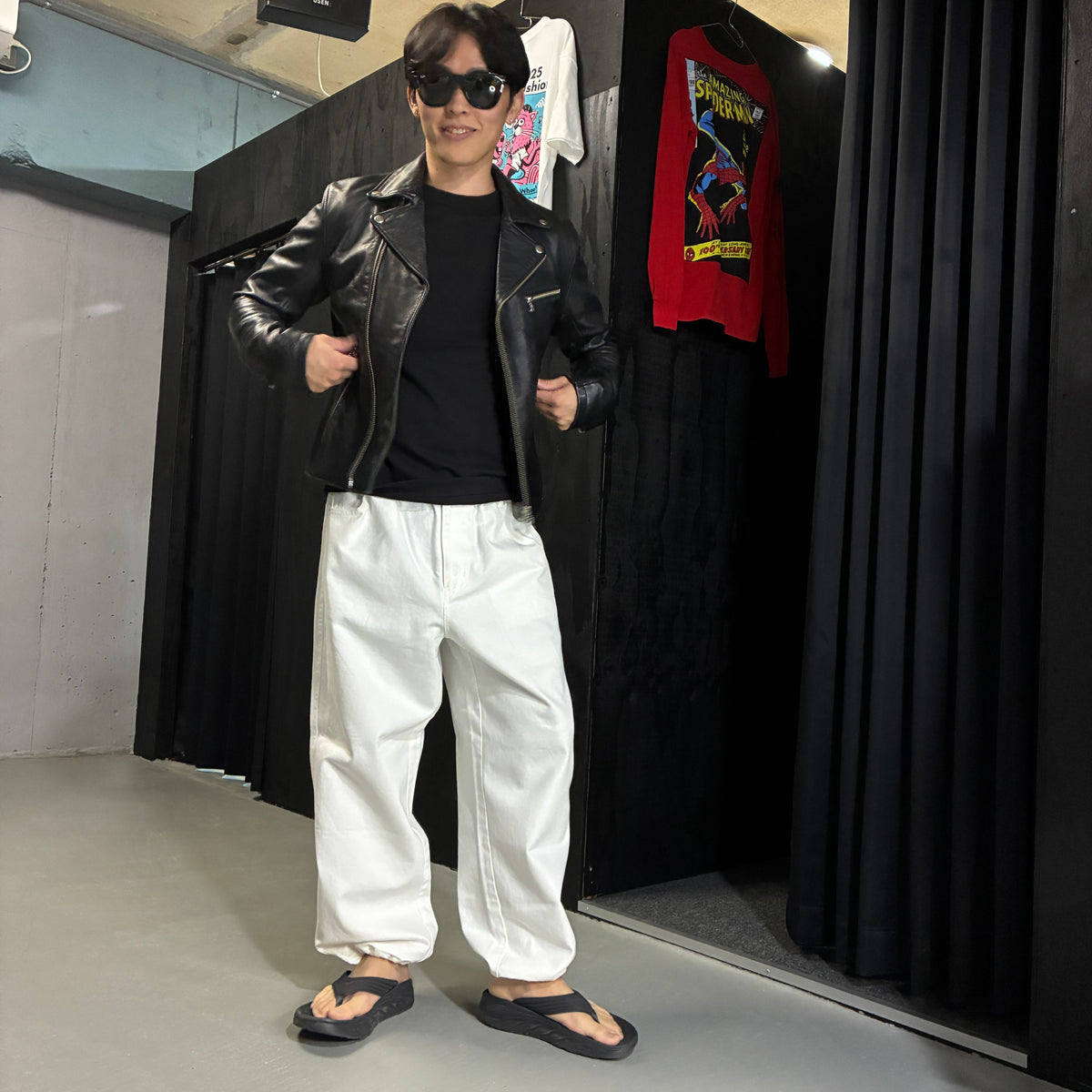 Drawcord Easy Wide Denimを
      身長160cm
      ・体重56kg
      ・Sサイズ
      ・WHITEカラー
      で着用した例